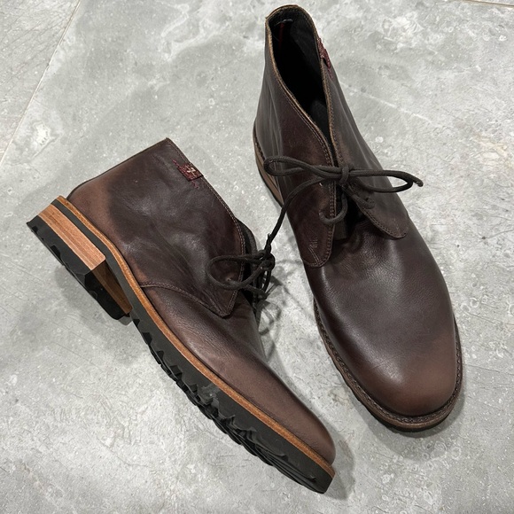 7 For All Mankind Oxford  Chukka Ankle Boots Brown Leather Men's Sz 10,5 Preppy - Picture 1 of 9